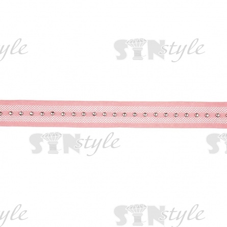 Тесьма отделочная эластичная с клепками, цвет грязно-розовый, ширина 25 мм, намотка 15 ярдов фото 3