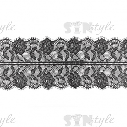 Кружево "Французское", ширина 200 мм, цвет черный, длина 3 метра фото 2