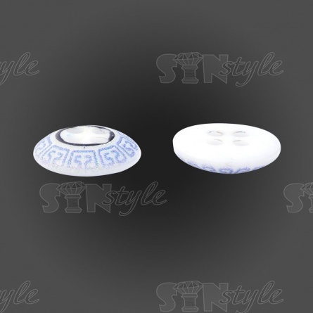 Пуговица пластиковая на четыре прокола, размер 18L, цвет белый/голубой фото 3