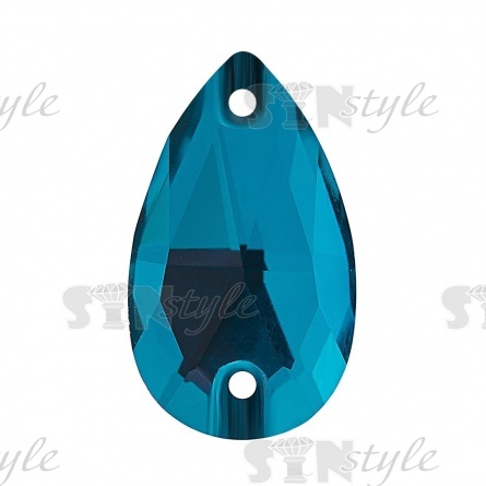 Стразы пришивные стеклянные Капля, цвет (темно-бирюзовый) №38, размер 11*18 мм фото 1