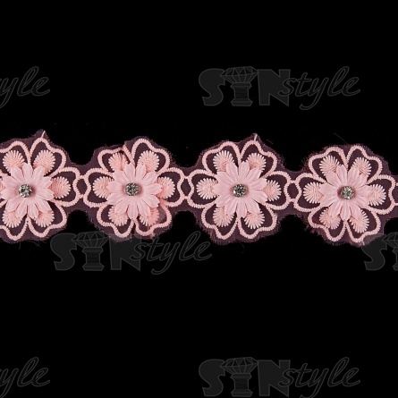 Кружево "Цветочное", ширина 50 мм, цвет розовый, намотка 10 ярдов фото 2