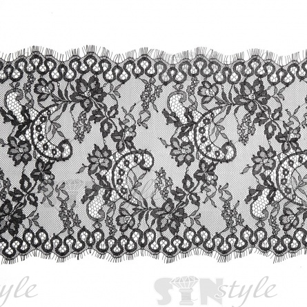 Кружево "Французское", ширина 240 мм, цвет черный, длина 3 метра фото 1