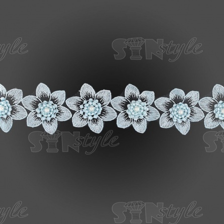 Цветочки из капроновой ленты, ширина 60 мм, намотка 20 ярдов, цвет голубой (№15)  фото 2