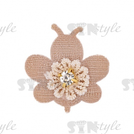 Аппликация 3D "Бабочка", цвет бежевый, размер 30х25 мм фото 1