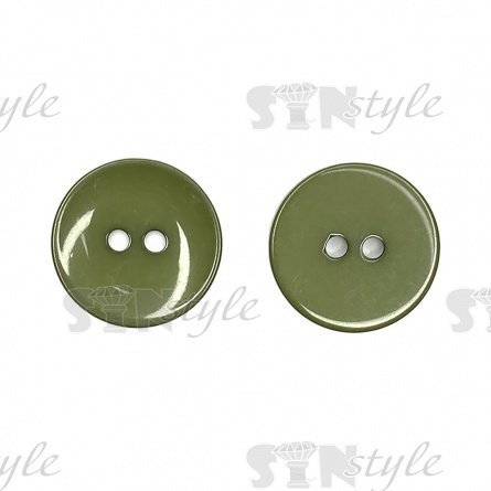 Пуговица пластиковая на два прокола, размер 40L, цвет хаки фото 1