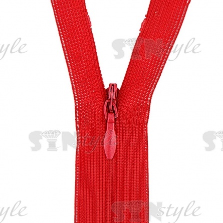 Молния спираль, тип 3, потайная, неразъемная, основа капрон, длина 20 см, цвет 148 (красный), бегунок цвета основы фото 2