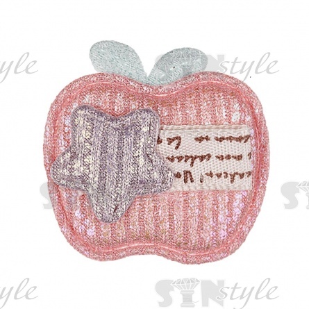 Аппликация 3D "Яблочко", цвет грязно-розовый, размер 35х35 мм фото 1