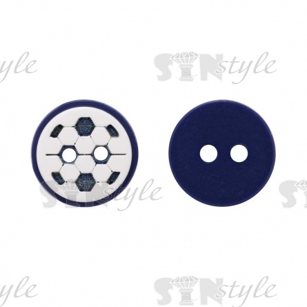 Пуговица пластиковая на два прокола "Футбол", размер 20L, цвет белый/синий фото 1