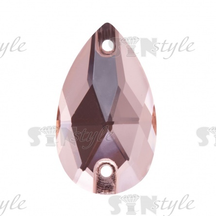 Стразы пришивные стеклянные, форма капля, цвет №22 (пудровый), размер 11*18 мм фото 1