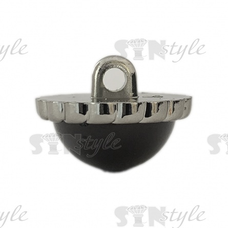 Пуговица пластиковая на ножке, размер 40L, цвет темный никель+черный фото 2