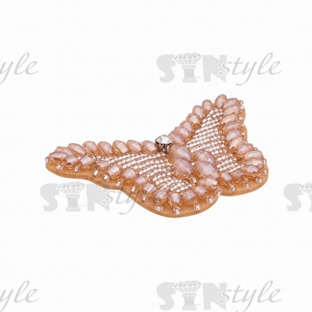 Аппликация с элементами из бисера на фетровой основе, цвет шампань, размер 70х45 мм фото 2