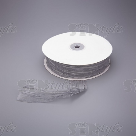 Декоративная лента капроновая, рулон ширина 40 мм, намотка 100 ярдов, цвет серый фото 1