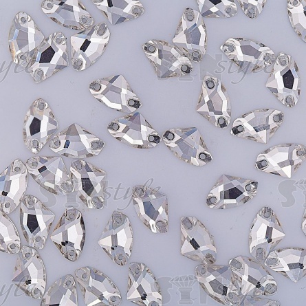 Стразы пришивные стеклянные, форма Галактик, цвет белый прозрачный, размер 15*10 мм, 180 шт/уп  фото 2