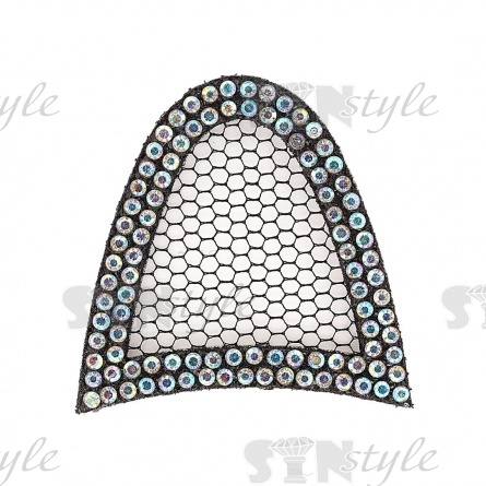 Аппликация "Ушки" из страз, на фетровой основе, размер 42 мм х 42 мм, цвет черный + радужные стразы фото 1