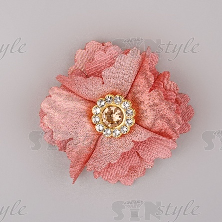 Цветочки декоративные со стразами, цвет грязно-розовый, диаметр 35 мм. фото 1