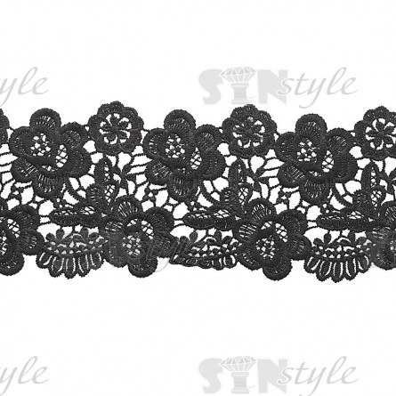 Кружево ажурное, ширина 85 мм, цвет черный, намотка 15 ярдов фото 1
