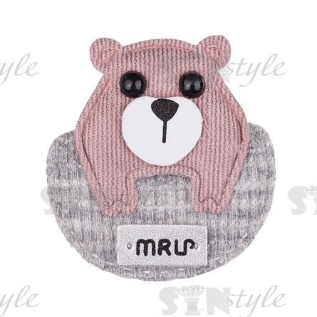 Аппликация 3D "Мишка", цвет грязно-розовый, размер 40х40 мм фото 1
