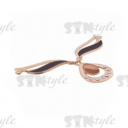 Декоративное украшение пришивное металлическое, цвет золото+белые/медовые стразы, размер 80*60 мм фото 2