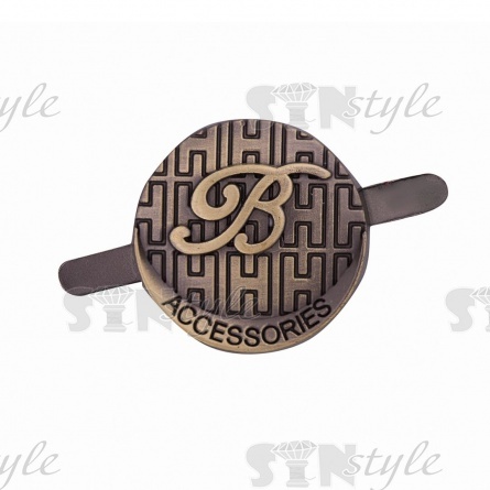 Брошь металлическая, крепление усики, цвет бронзовый, диаметр 17 мм фото 1