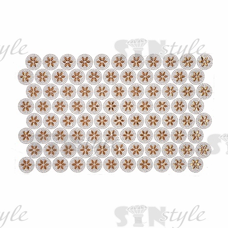 Термоаппликация "Цветок" из стеклянных страз, цвет золотой, размер 33х33 мм, 45шт на листе фото 1