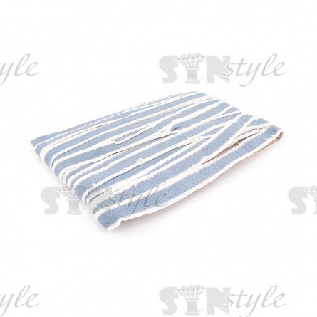 Декоративная тесьма букле с бахромой, цвет голубой, ширина 30 мм, намотка 45 ярдов фото 3