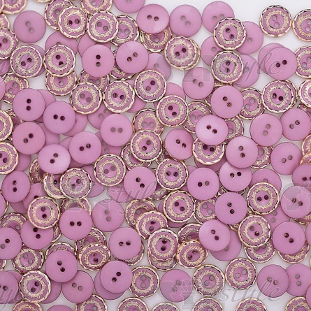 Пуговица пластиковая на два прокола, размер 20L, цвет золотой/сиреневый фото 4