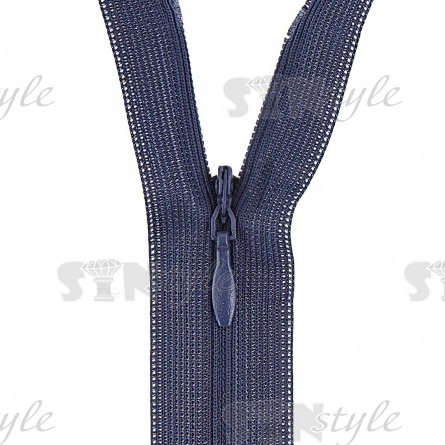 Молния спираль, тип 3, потайная, неразъемная, основа капрон, длина 50 см, цвет 226 (темно-синий), бегунок цвета основы фото 2