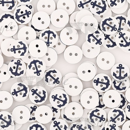 Пуговица пластиковая на два прокола, размер 20L, цвет белый/темно-синий фото 4