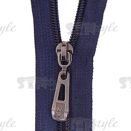 Молния спираль, тип 5, разъемная, длина 100 см, цвет 330 (темно-синий), бегунок темный никель фото 1