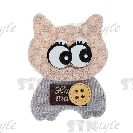 Аппликация 3D "Котик", цвет бежевый+серый, размер 50х35 мм фото 1