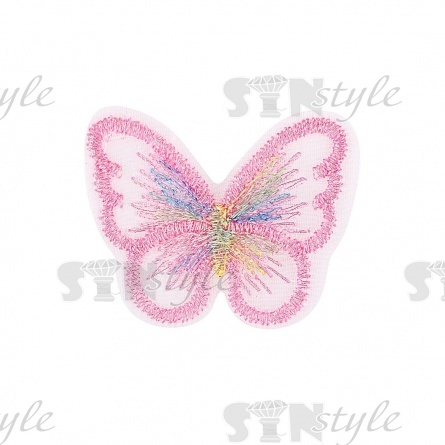 Аппликации бабочки из капрона, размер 37х28 мм  цвет ярко-розовый  фото 1
