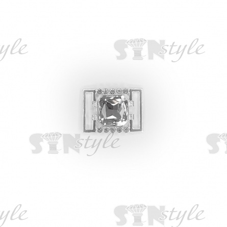 Пряжка металлическая, цвет серебряный+белые стразы, внутренний размер 27 мм фото 1