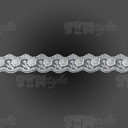Кружево на сетке белого цвета с белой вышивкой, ширина 60 мм, намотка 15 ярдов фото 2