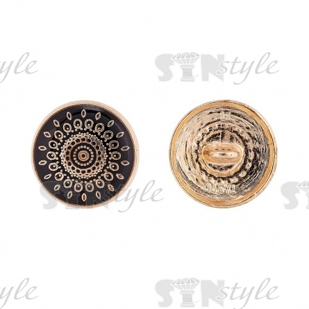 Пуговица металлическая на ножке, золото/черный, 28L фото 1