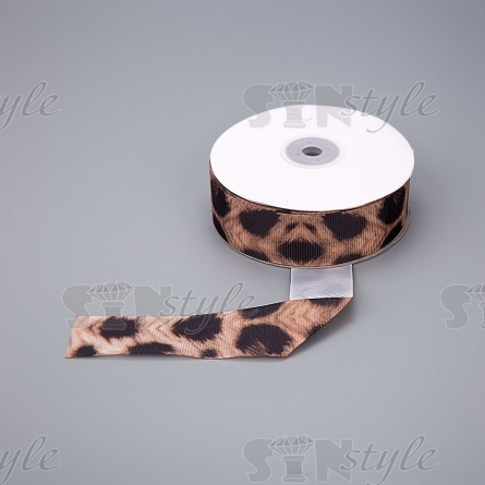 Лента репсовая, с анималистическим принтом, ширина 25 мм, намотка 20 ярдов фото 1