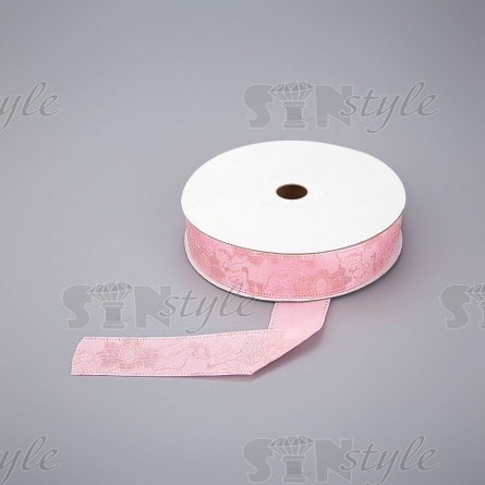 Декоративная лента двухслойная, ширина 25 мм, цвет розовый, намотка 20 ярдов фото 1