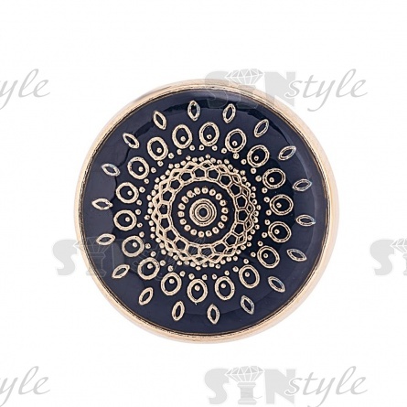 Пуговица металлическая на ножке, золото/темно-синий, 28L фото 2