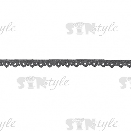 Кружево ажурное, тонкая нежная гирлянда с резным краем, ширина 25 мм, цвет черный, намотка 15 ярдов фото 2