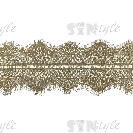 Кружево "Французское", ширина 140 мм, цвет хаки, длина 3 метра фото 2