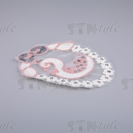 Аппликация на сетке пришивная "Лебедь", размер 120 мм х 150 мм фото 2