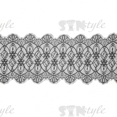 Кружево "Французское", ширина 220 мм, цвет черный, длина 3 метра фото 2