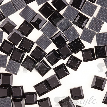 Стразы термоклеевые стеклянные Crystal, форма квадрат, размер 4х4 мм, цвет черный, 480 шт/уп  фото 2