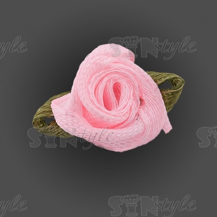 Цветочек из атласной ленты, розовый, размер 15 мм фото 1