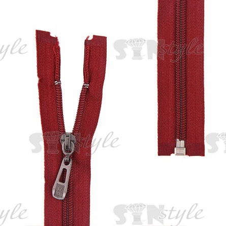 Молния спираль, тип 5, разъемная, длина 90 см, цвет 178 (бордо), бегунок темный никель фото 1