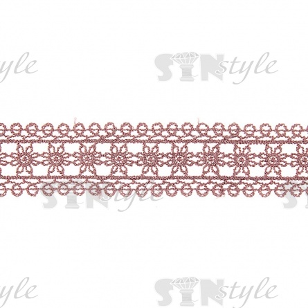 Кружево ажурное с нежным цветочным узором, ширина 30 мм, цвет грязно-розовый, намотка 10 ярдов  фото 1