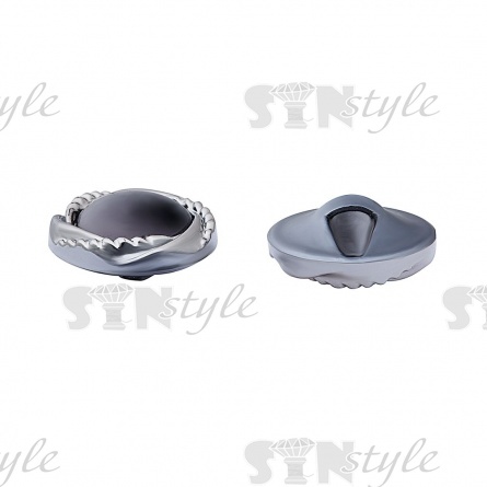 Пуговица пластиковая на ножке, круглой формы, цвета темный никель с черной вставкой в форме полусферы, 48L фото 2