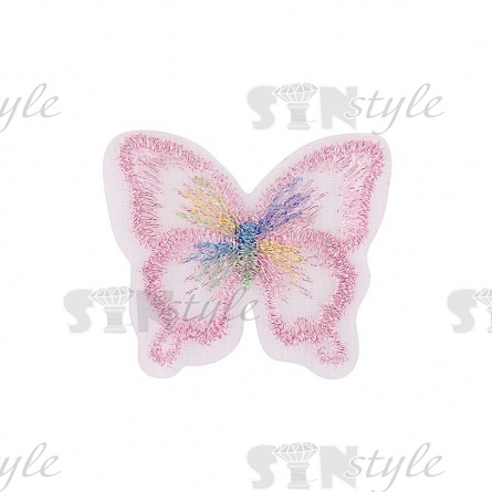 Аппликации бабочки из капрона, размер 37х30 мм цвет розовый фото 1