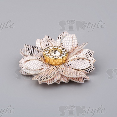 Цветочки декоративные со стразами, цвет грязно-розовый, диаметр 80 мм,  фото 2