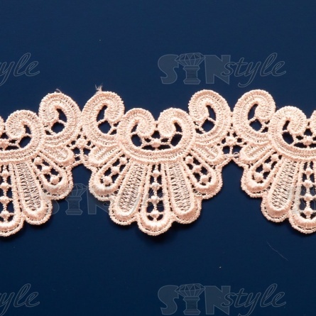 Кружево ажурное, ширина 65 мм, цвет грязно-розовый, намотка 15 ярдов фото 4