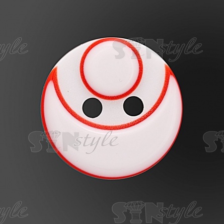 Пуговица пластиковая на два прокола, размер 20L, цвет белый/красный фото 2